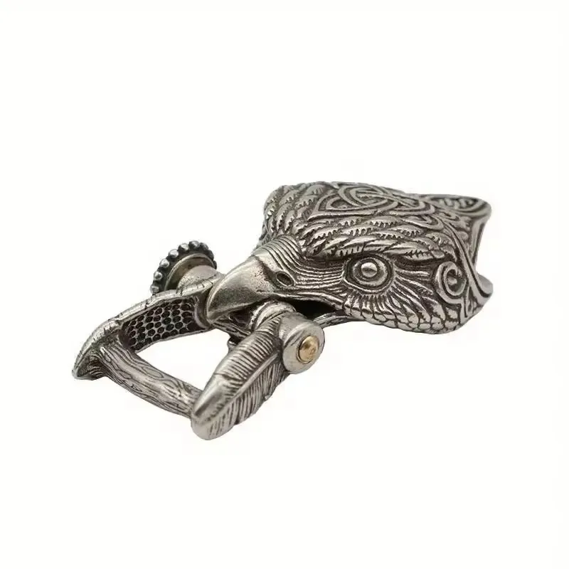 Solid Brass Celtic Knot Eagle Head Buckle 45x22mm EDC Lanyard Bead Knife Pendant Keychain Charm DIY Leather Craft Men Gift