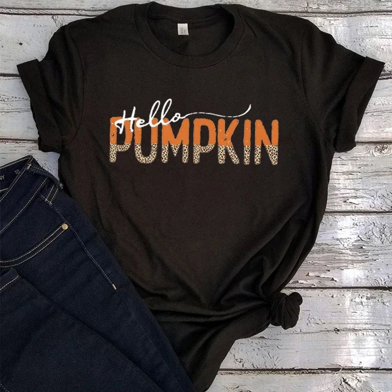 

Halloween Pumpkin Shirt Fall Tshirt Leopard Pumpkin Top Halloween Gift for Women Pumpkin Kawaii Clothes Fall Gifts m