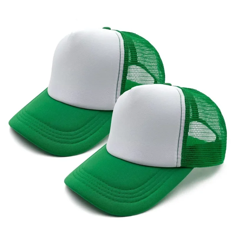 

2Pcs/Lot Sun Hats Sublimation Blank Caps Unisex Adult Polyester Mesh Cap Trucker Cap with Adjustable Snapback