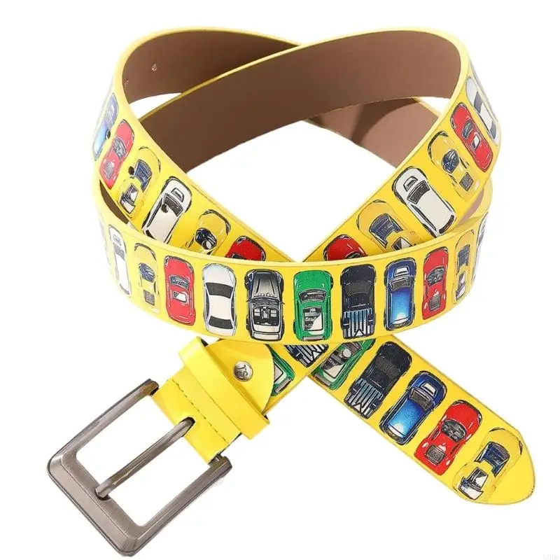 3D Car Pattern Pin Buckles Waist Belt For Adult Teens Street Wear Adjustable Waist Strap for Hiphop Dancing and 2000S Cosplay