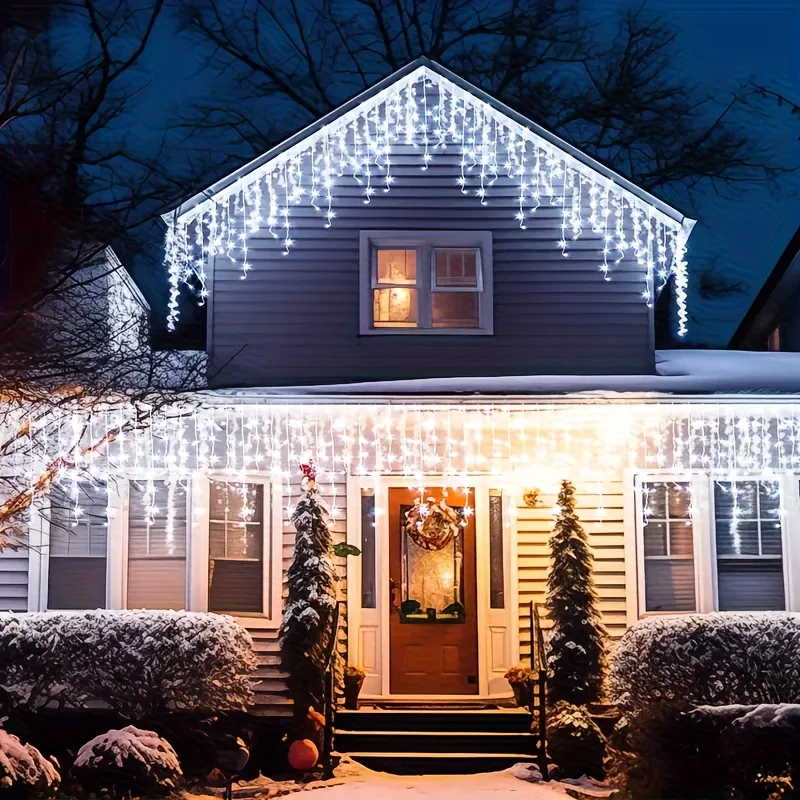 أضواء جليد خارجية تعمل بالطاقة الشمسية مع 8 أوضاع زينة عيد الميلاد الاحتفالية خارج ضوء LED بالطاقة الشمسية لحفلات الزفاف