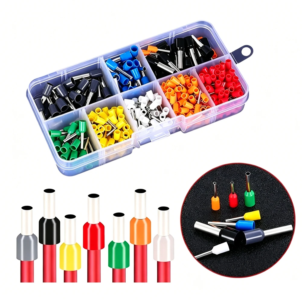 400Pcs Assorted VE Ferrules Wire Terminals, Insulated Copper Tube Crimp Pin Connectors, Electrical Cable Lugs Wiring Terminal