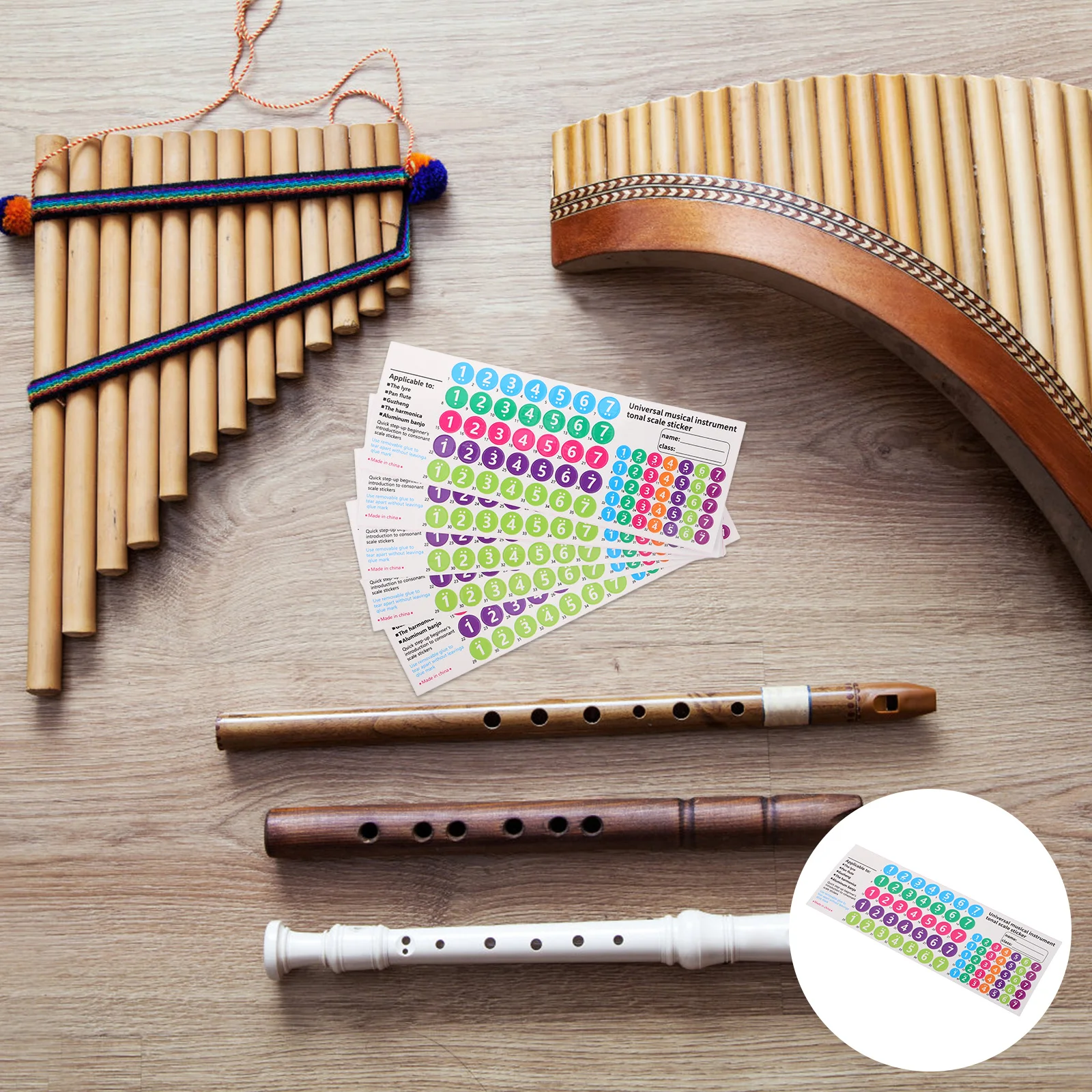 

5pcs Pan Flute Note Stickers 18/16 Tube Compatible Beginner Learning Labels For Kids Music Practice Tool Flute Scale Stickers