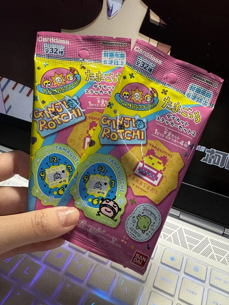 2025 جديد الأصلي بانداي تماغوتشي ملصق لطيف الكرتون عمل الشكل سعيد ملصق مجموعة مجموعة للأطفال عيد ميلاد لعبة هدية