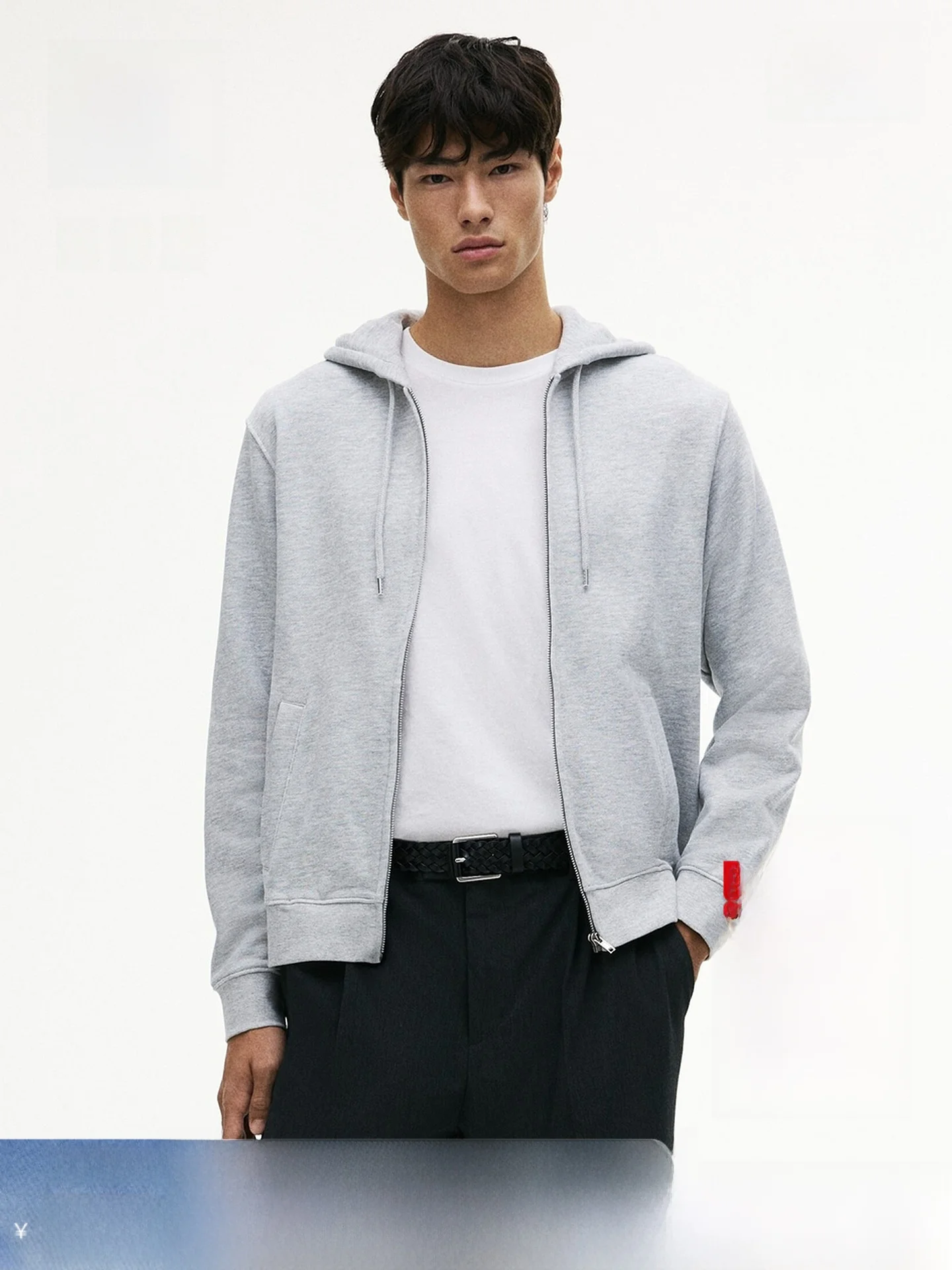 

H&M удлиненное худи на молнии для пар, повседневная одежда, весна-осень-зима, прямой крой, базовый молодежный хлопковый флис