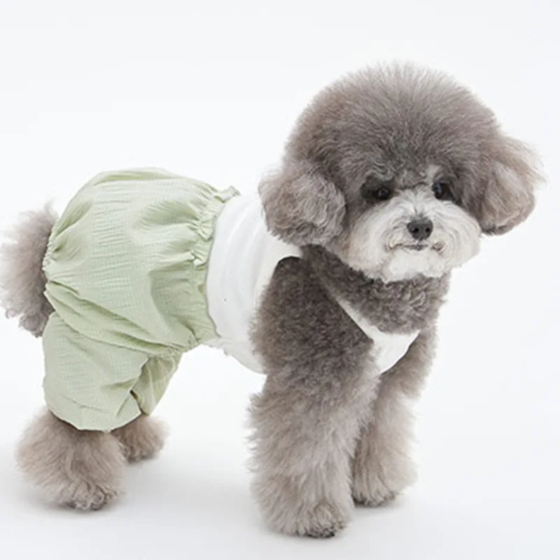 

Летняя уличная одежда на слинге для собак, зеленые штаны, комбинезон, одежда для пуделя, чихуахуа, одежда для щенков, одежда для маленьких, средних и больших собак