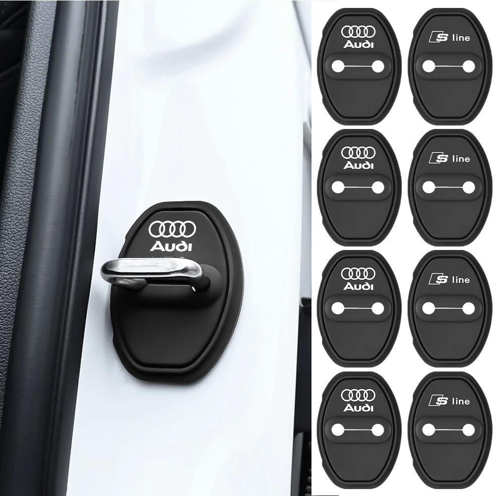 4pcs Car Door Lock Protective Cover For Audi Sline TT A1 A2 A3 A4 A5 A6 A7 A8 8P B6 B7 B8 C5 C6 C7 Q5 Q7 Rline S1 S2 S3 S4 S5 S6