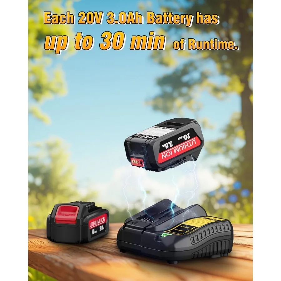 منفاخ أوراق شجر لاسلكي متوافق مع بطارية 20 فولت ماكس 500CFM عالية الطاقة و6 مستويات سرعة قابلة للتعديل للعناية بالعشب الفعالة Y