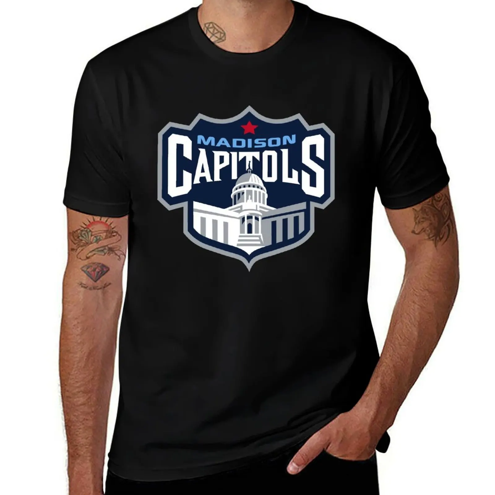 Madison Capitols T-Shirt Basic Crew Neck Short Sleeve Top T-Shirt