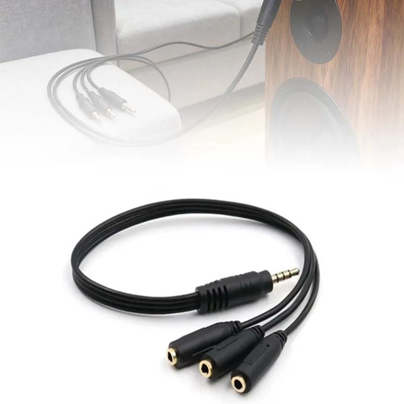 3.5 مللي متر 3 طريقة ميناء Aux متعدد سماعة سماعة مقسم صوت محول 3.5 مللي متر جاك محور الفاصل كابل الصوت 1 ذكر إلى 3 أنثى #6