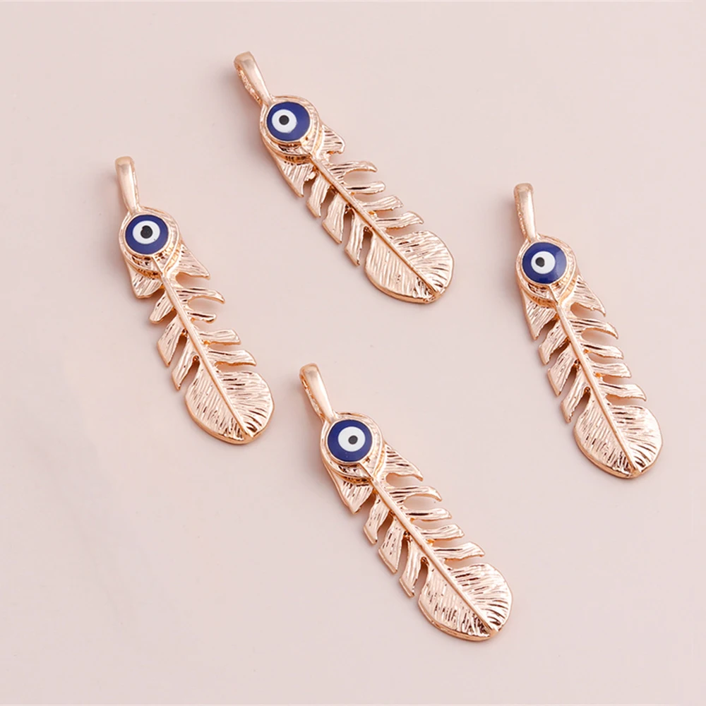 Leslie 5 Stück 13*47mm Charms Punk Große Blaue Augen Feder Anhänger für Ohrringe Halskette Handgemachter DIY Schmuck Zubehör – Detail 2