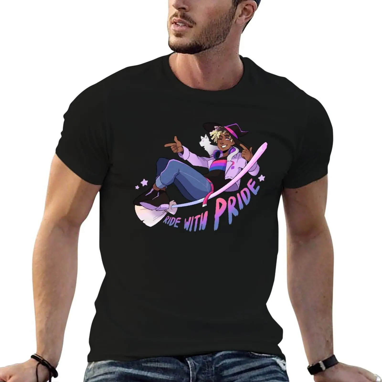

Ride with Pride - Bi T-Shirt mens graphic t shirts cotton t shirts high quality T-Shirt