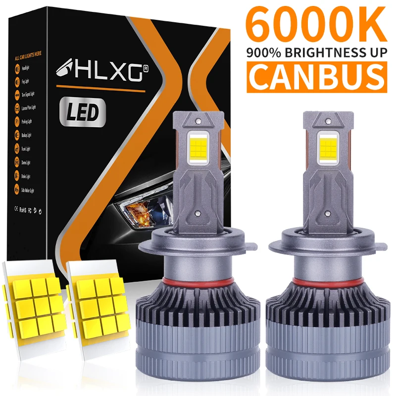 

HLXG H7 LED CANBUS Автомобильная фара H4 H11 Лампа H1 H8 H9 9005 HB3 9006 HB4 Turbo 1:1 Автомобильная фара 6000K H4 Led 5580 CSP Chips
