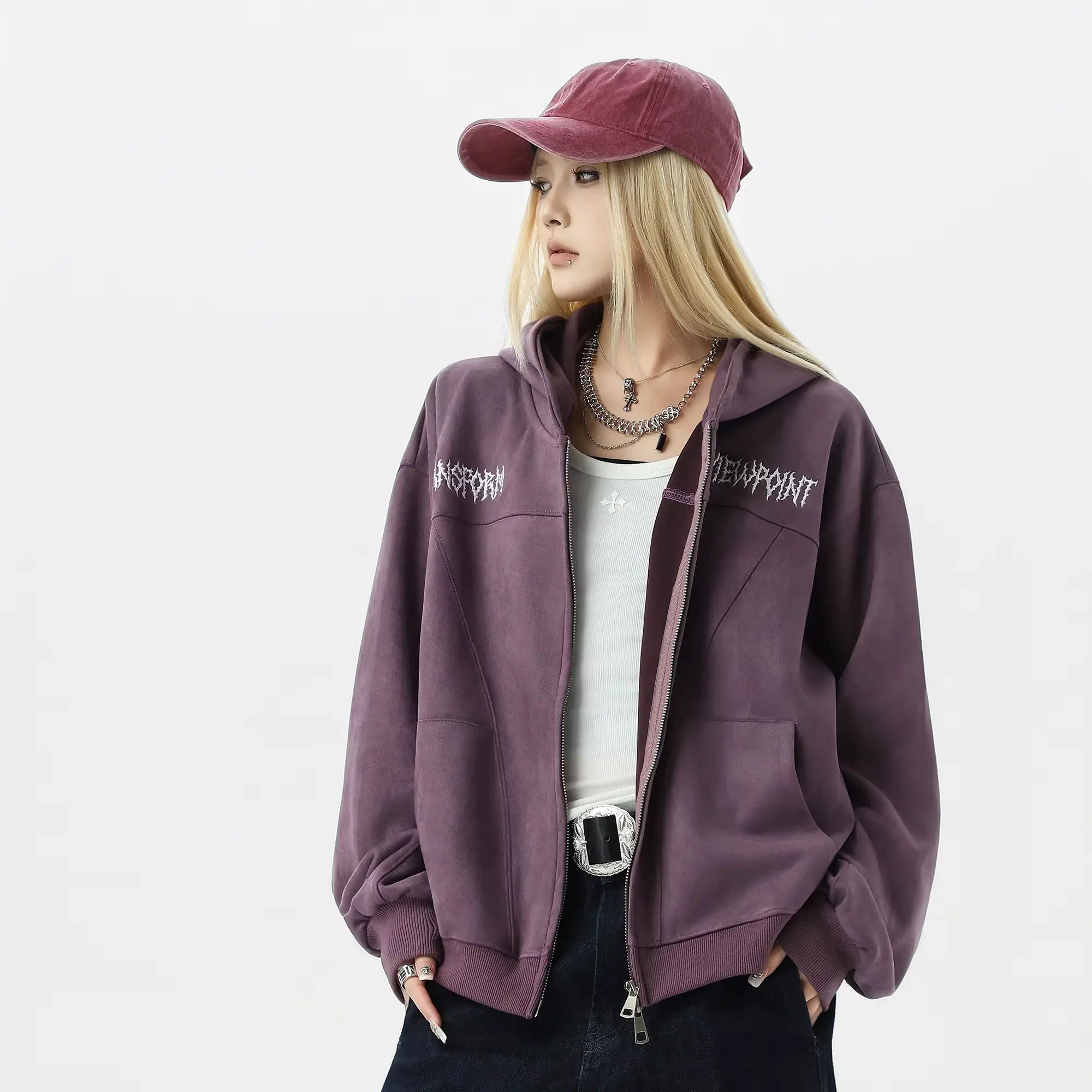 New European Trend Patchwork zipper letter embroidery American short coat Autumn and Winter for Men and Women
