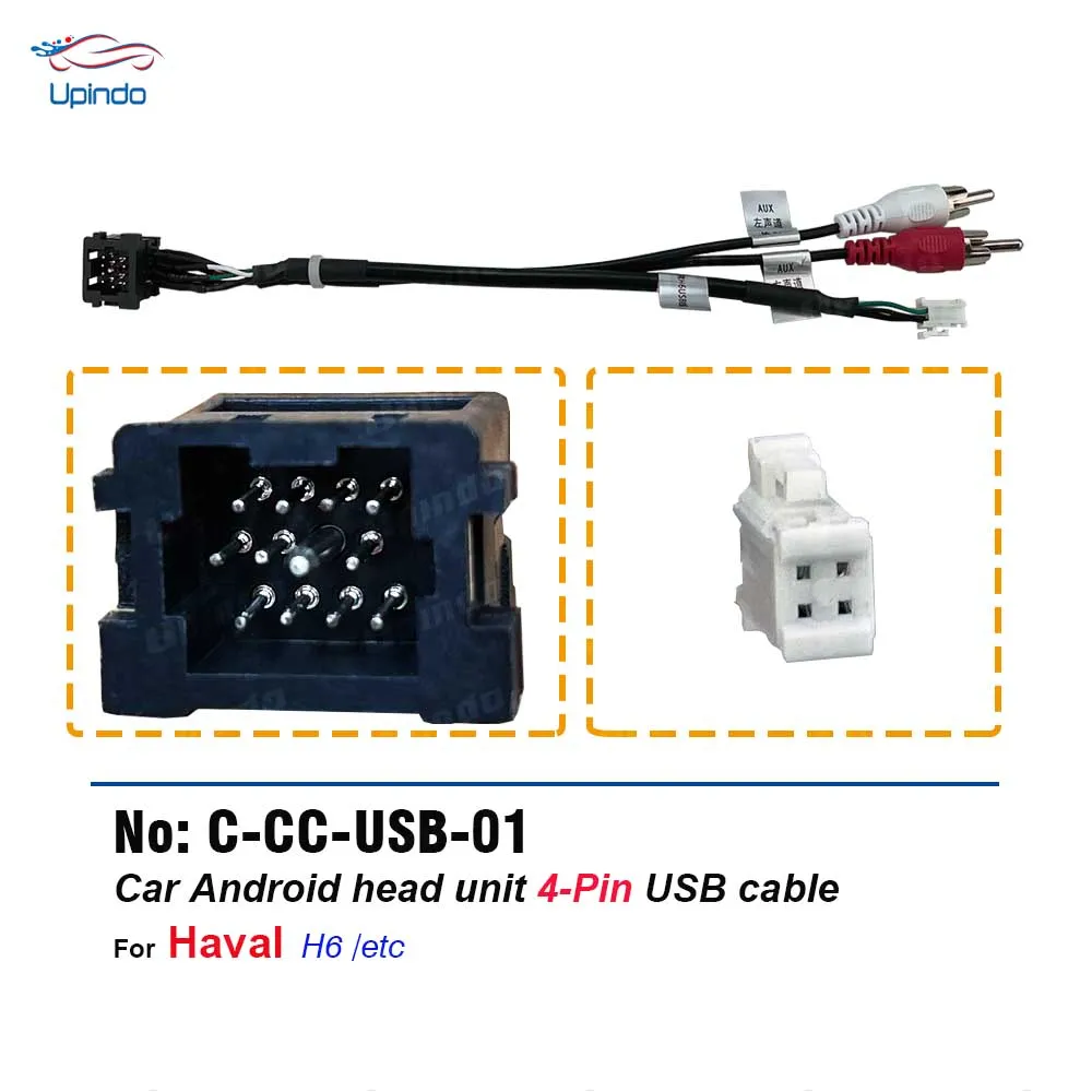 

Car Radio DVD Connector Android Head Unit 4 Pin USB Cable Wiring Harness Socket Adapter for Haval H6