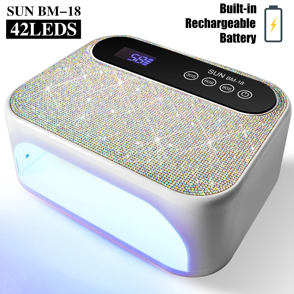 Secador de uñas profesional 42LED, lámpara de curado para pulido de Gel recargable, diseño de diamante, luz seca para manicura profesional