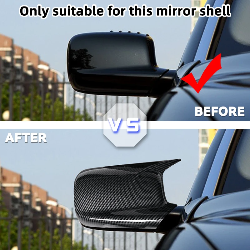 For BMW 3 Series E46 2 Doors 7 Series E65 E66 E67 E68 2001-2008 2PCS Car Side Door Rearview Side Balck Carbon Mirror Cover Caps 