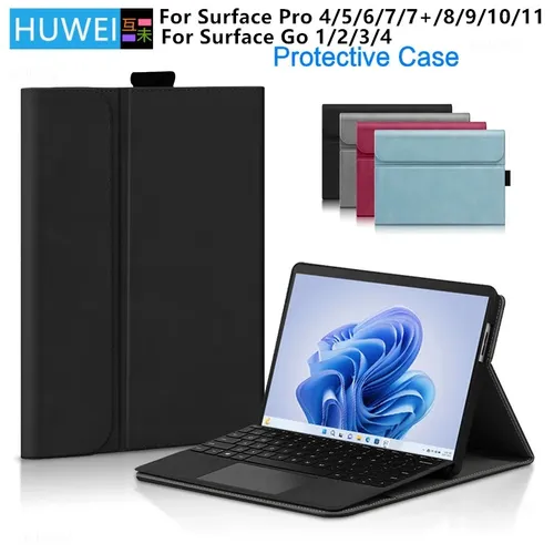Imagen 1 del producto Funda para Microsoft Surface Pro 11 10 9 8 7 6 5 4 Funda de cuero PU con soporte para Surface Go 2 3 4 Fundas protectoras para tableta
