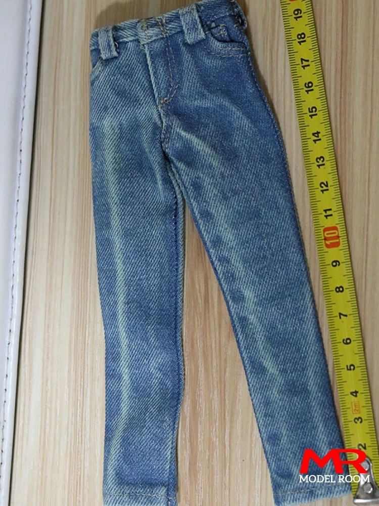 Męskie niebieskie jeansowe spodnie żołnierskie w skali 1/6 pasują do lalek figurowych 12 \'\'TBL M33