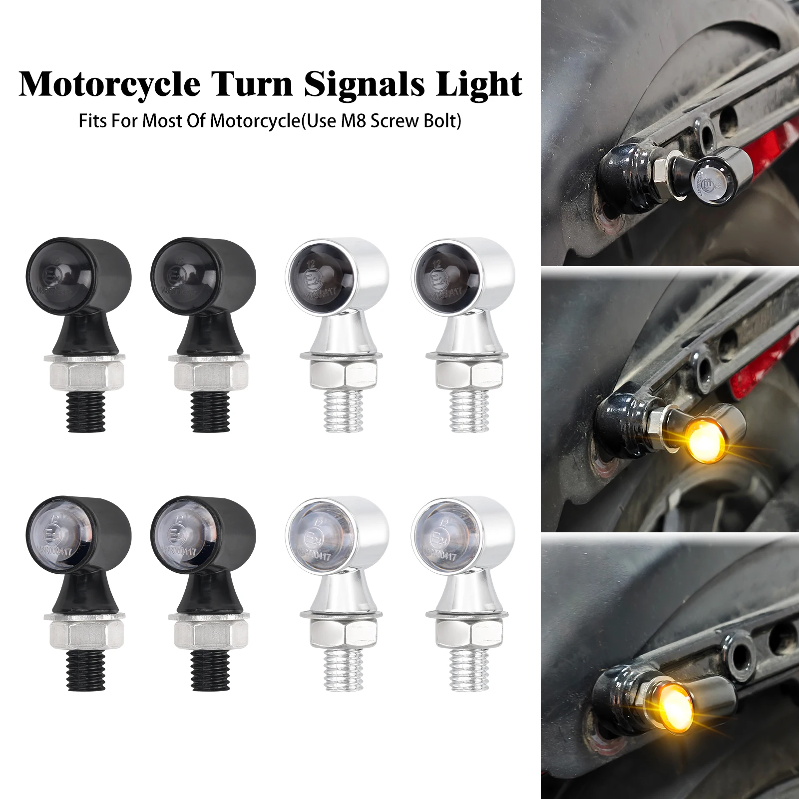 

Motorcycle Turn Signal E Mark LED Light Front Rear Indicator Blinkers Lamp Universal For Harley Sporster Softail Touring Dyna
