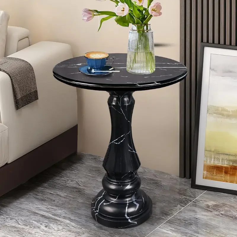 American Retro Sofa Side Table Roman Column Ornament Corner Coffee Table Leisure Balcony Nordic Small Round Tables Decoration