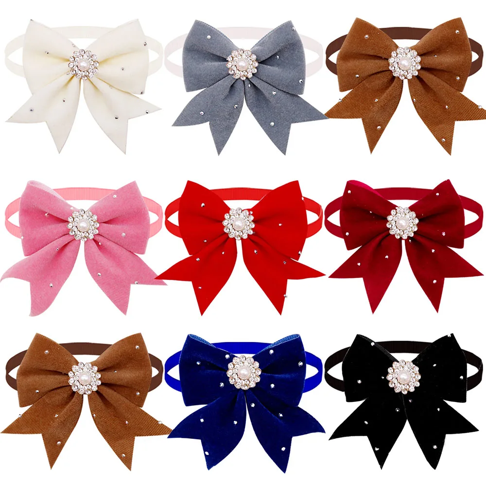 8 قطعة طوق بكلاب الأزهار الشريط الماس اللؤلؤ الكلب الاستمالة اكسسوارات اليدوية قابل للتعديل السائبة ربطة القوس فيونكة للكلاب مستلزمات الحيوانات الأليفة