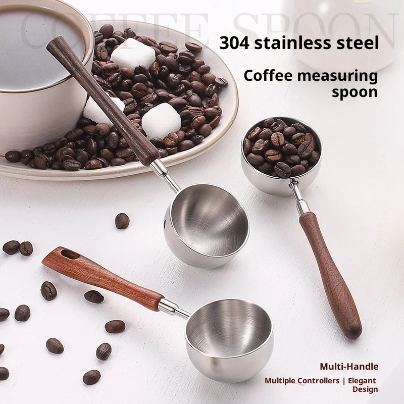 

04 Stainless Steel Measuring Spoon with Rosewood Handle for Baking Coffee Beans Powdered Milk Seasoning Measuring Spoon