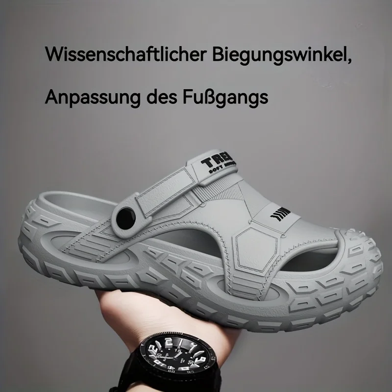 Men Platform Closed Toe Slides Adjustable Back Strap Massage Insole Non Slip Outdoor Beach Sandals