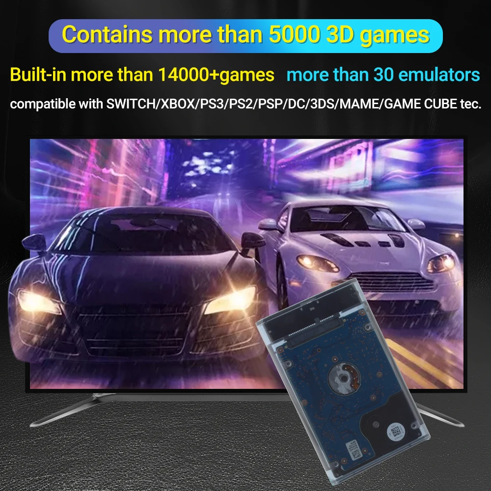 وحدة تحكم ألعاب PEAPRIT 500G HDD Retro 14000 ألعاب فيديو 30 محاكيًا للتبديل/X BOX/PS3/PS2/PSP التوصيل والتشغيل Batocera 40