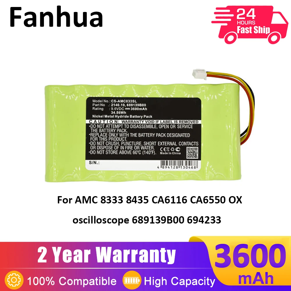 Fanhua Battery is Suitable For AMC 8333 8435 CA6116 CA6550 OX Oscilloscope 689139B00 694233 9.6V 3600mAh Battry