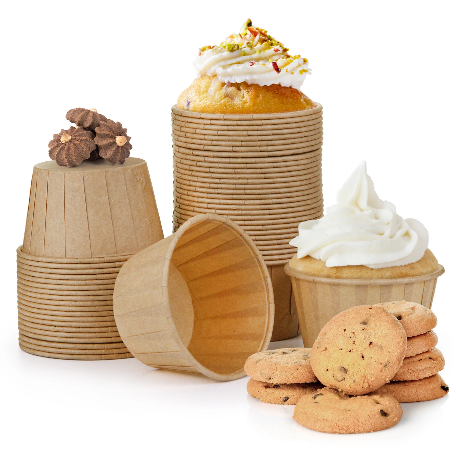 ECH.APR 50PCS Mini Nut Cups Coffee/White Muffin Cupcake Liner Cake Wrappers Baking Cup Tray Case Cake Paper Cups Pastry Tools