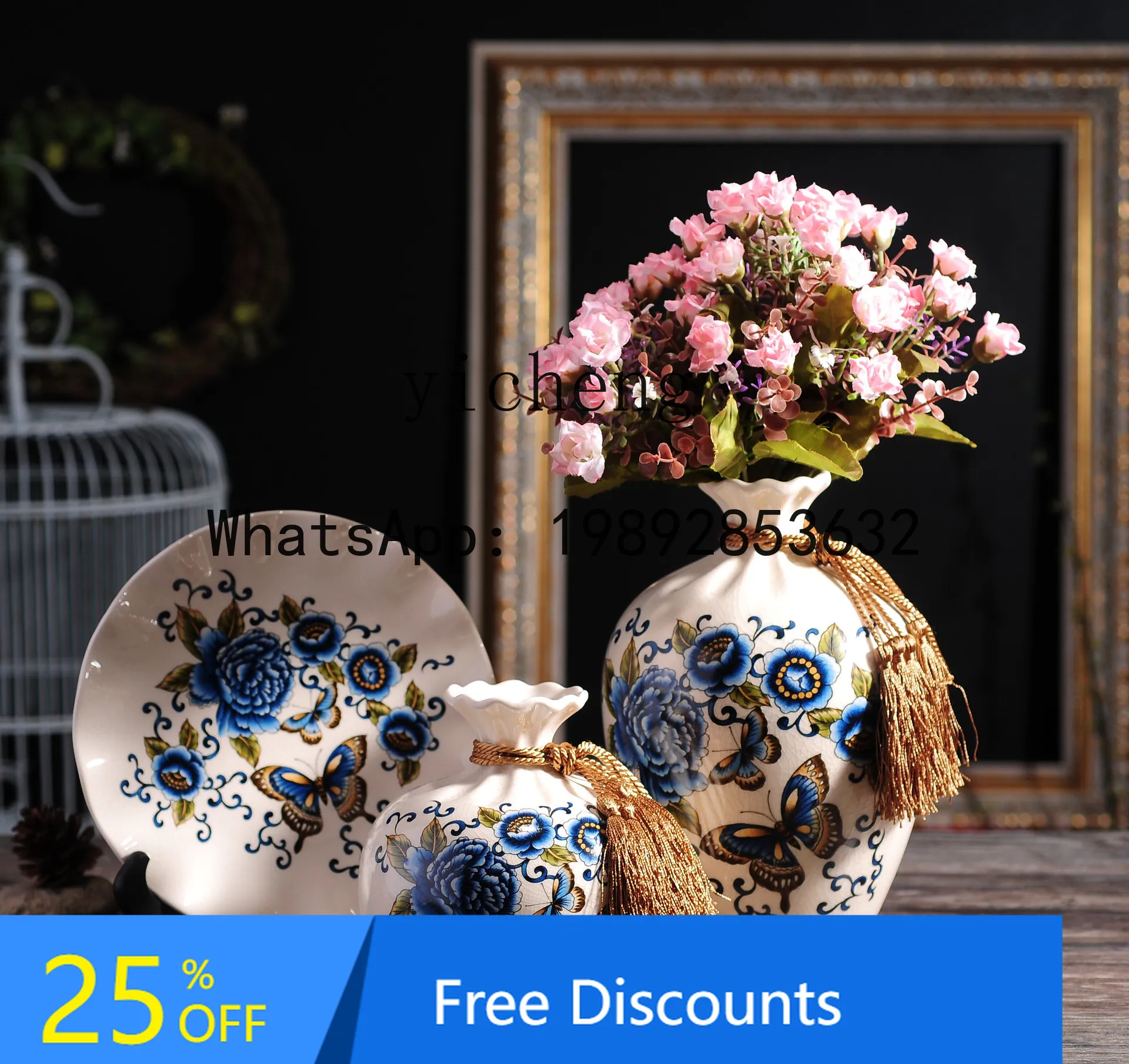 

ceramic vase home hotel clubhouse decoration white porcelain flower arrangement crafts living room decoration