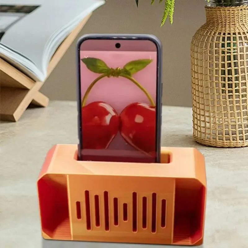 مضخم الهاتف الخليوي السلبي المطبوع ثلاثي الأبعاد - حامل مكبر صوت مستطيل بسيط - لا يتطلب طاقة #3