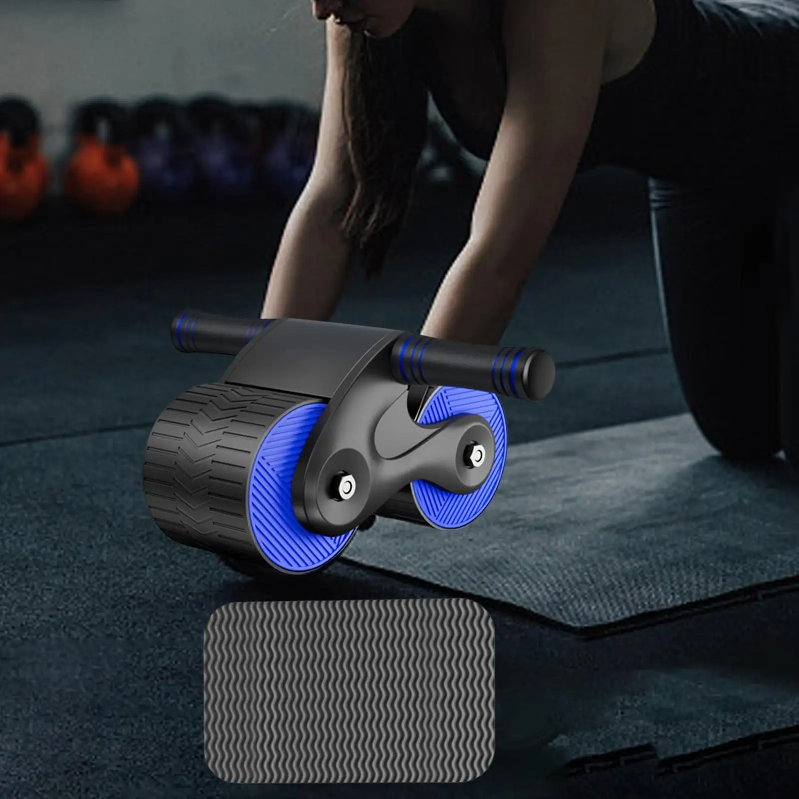 Core Strength Ab Roller Wheel Two Wheels Automatic Rebound Mute Trainer Equipment for Abdomen Arms Shoulders Chest Back Muscles