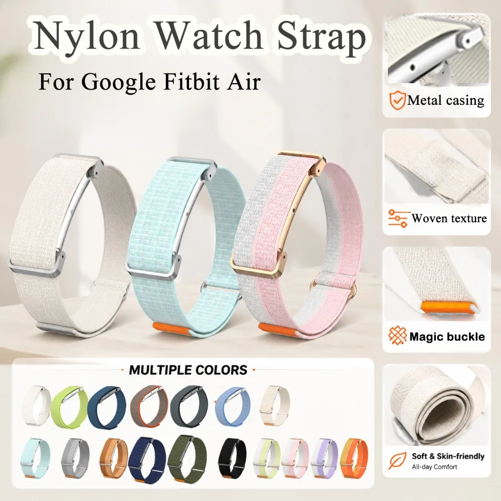 Image of Neues gewebtes Nylon-Uhrenarmband für Google Fitbit Air, atmungsaktives, unisex, verstellbares gewebtes Armband für Google Fitbit Air