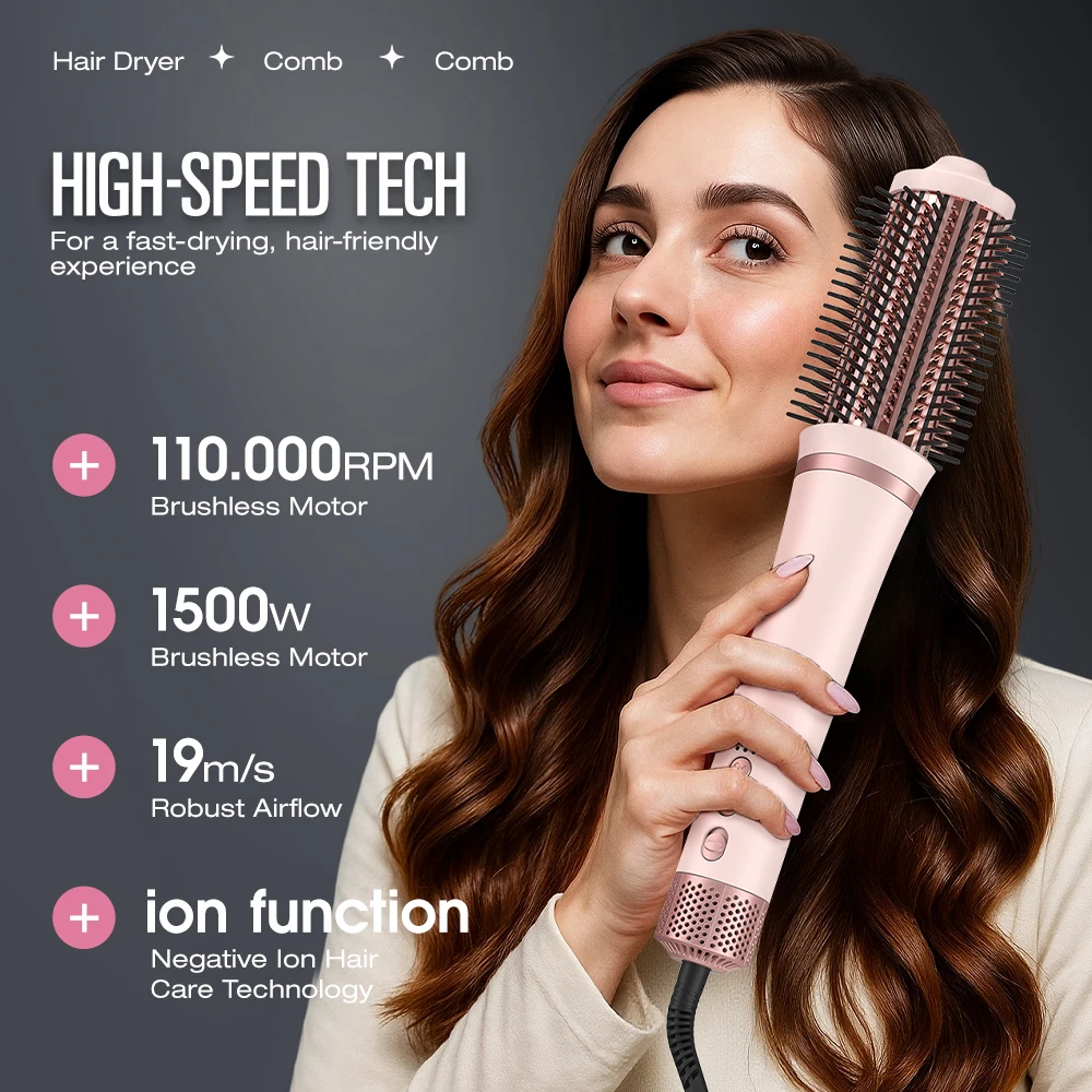 Upgraded High-Speed Hot Air Brush Styling Tool Quick Hair-Drying Styler for Salon and Home Use for Women