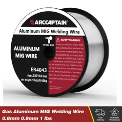 ARCCAPTAIN Aluminum MIG Welding Wire ER4043 Gas 0.8mm 0.9mm 1Roll 0.45KG For MIG Weldling Machine Spool Gun Soldering
