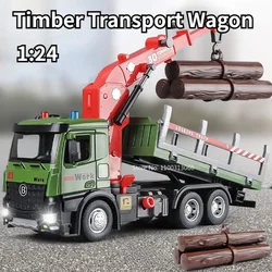 1:24 Alloy Timber Transport Wagon Car Toy Metal Diecasts Model Engineering Vehicle with Pull Back Function Car Toys for Boy Gift