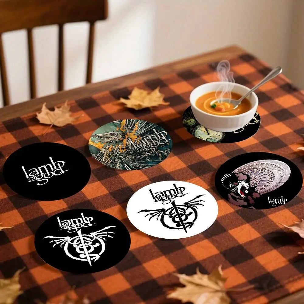 1pc Band L-Lamb Of G-God Wooden Coaster Colour Printing Cup Mat Home Desk Decoration Gifts