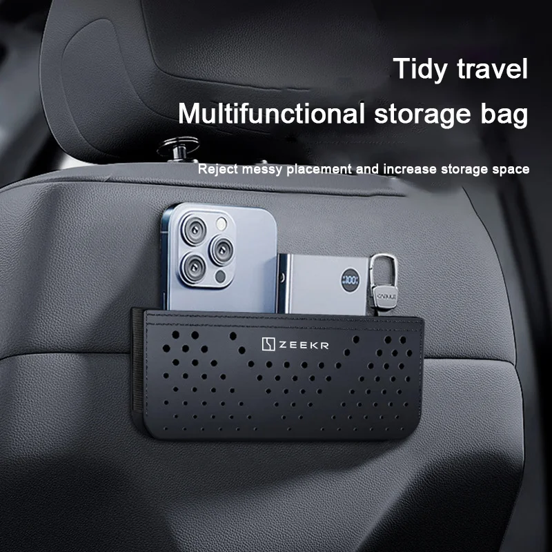 For ZEEKR 001 007 009 7X Z Paste Type Storage Box put cell phone bag Multi-Functional Car Seat Back Net Storage Bag Accessories