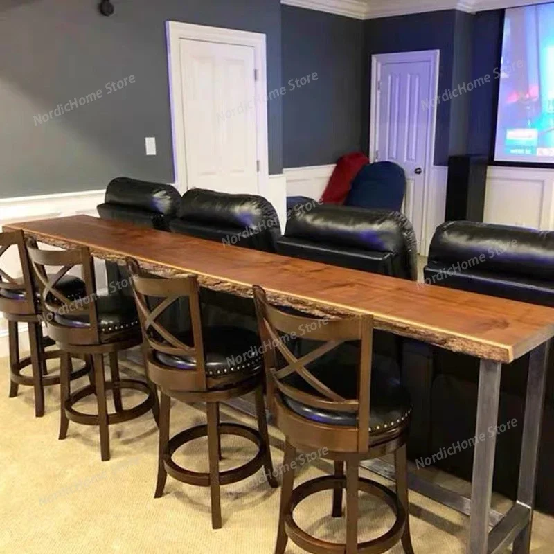 

Solid Wood Balcony Bar Table Narrow Against The Wall Long Coffee Groggery Bar Table Saloon Senior Commercial Furniture Mesa