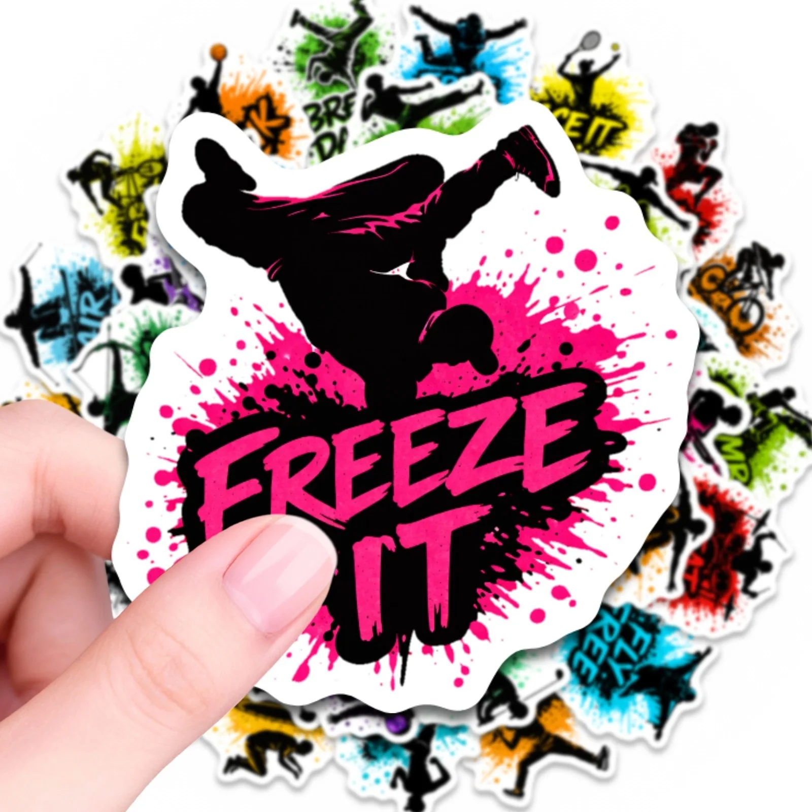 

50Pcs Sports Theme Graffiti Stickers Splash Ink Style Decals for Scrapbook Stationery Water Bottle Laptop DIY Decor