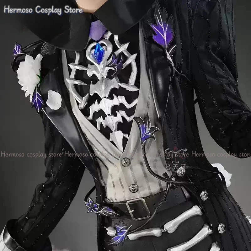 A;3\v,7'd/Identity ⅤJack The Ripper Cosplay Artist Black Bone Costume Hat, Gloves Props Claws Coat Suit Halloween Goth6'b\7.n;8/ - view 5