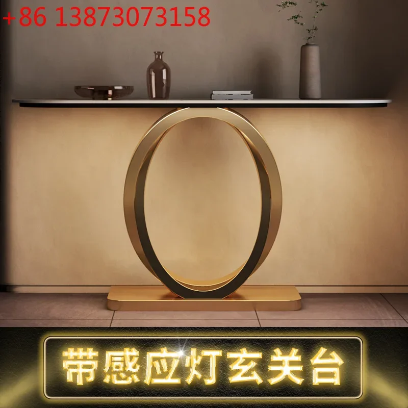 Light luxury rock slab against the wall Entrance entrance table Italian design sense Entrance corridor case strip table