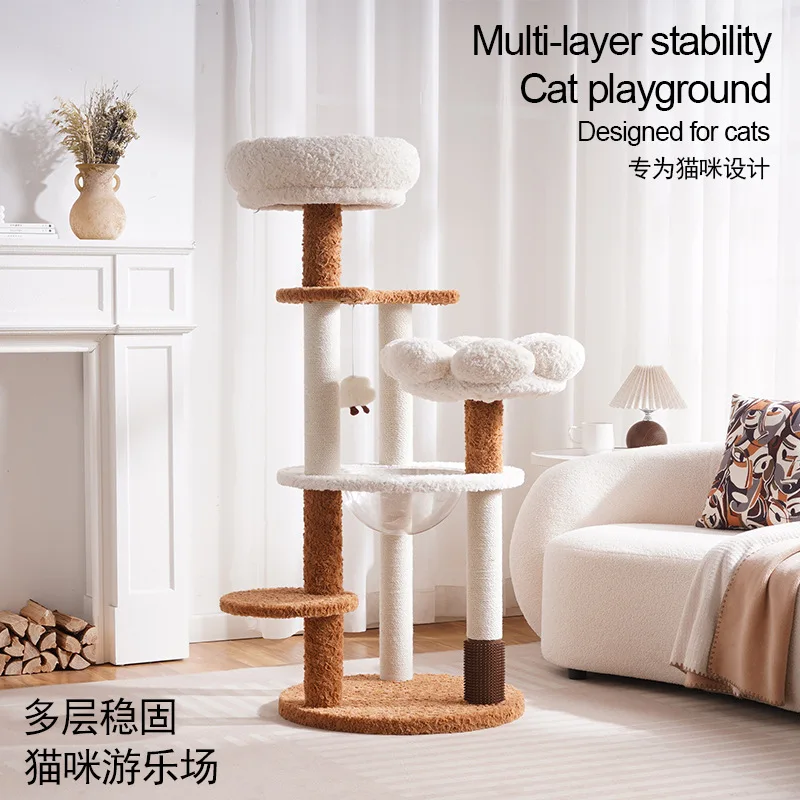 Árbol rascador de madera para gatos, niveles con bola de juguete - imagen 2