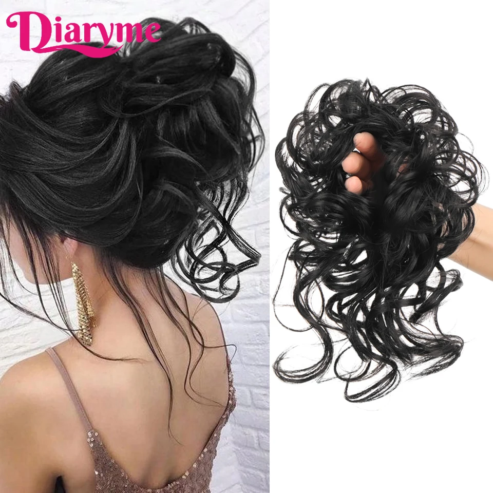 

Synthetic Messy Updo Hair Bun Chignon Scrunchies Fake Hair Band Braid Elastic Hairpiece Tail For Women Synthetic Curly Ponytail