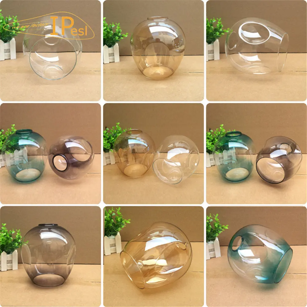 Concave Magic Bean chandelier Lights Glass Cover 15cm 18cm 4.5cm opening fitter clear amber cognac Glass Shade Replacement lamp