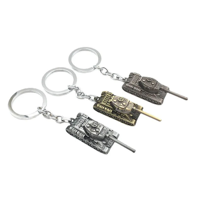 Solid Alloy Mini Military Tank Model Keychain Heavy Metal Armored Vehicle Pendant Backpack Bag Charm Hobby Collection Gift
