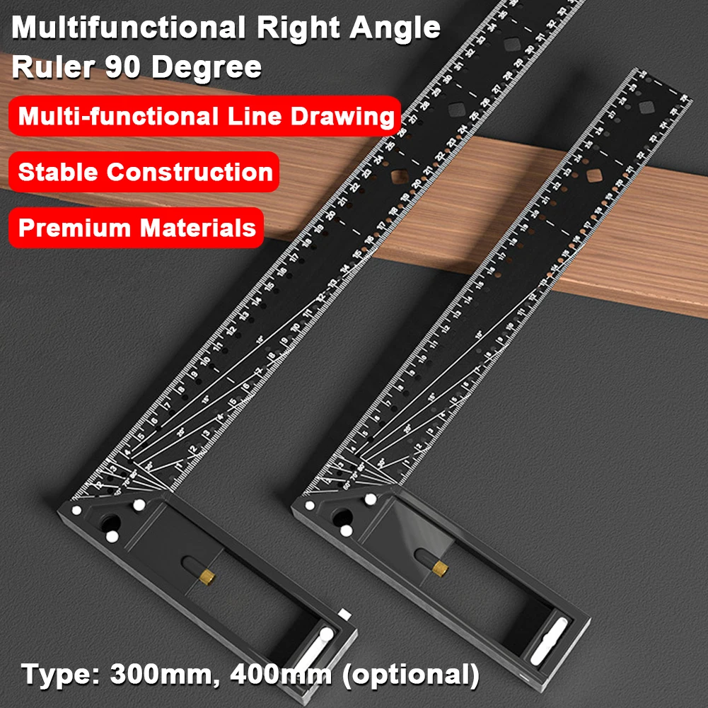 90°/45° Right Angle Ruler Multifunction High Precision Positioning Marking Scribing Angle Ruler Multi-Holes Woodworking Scriber