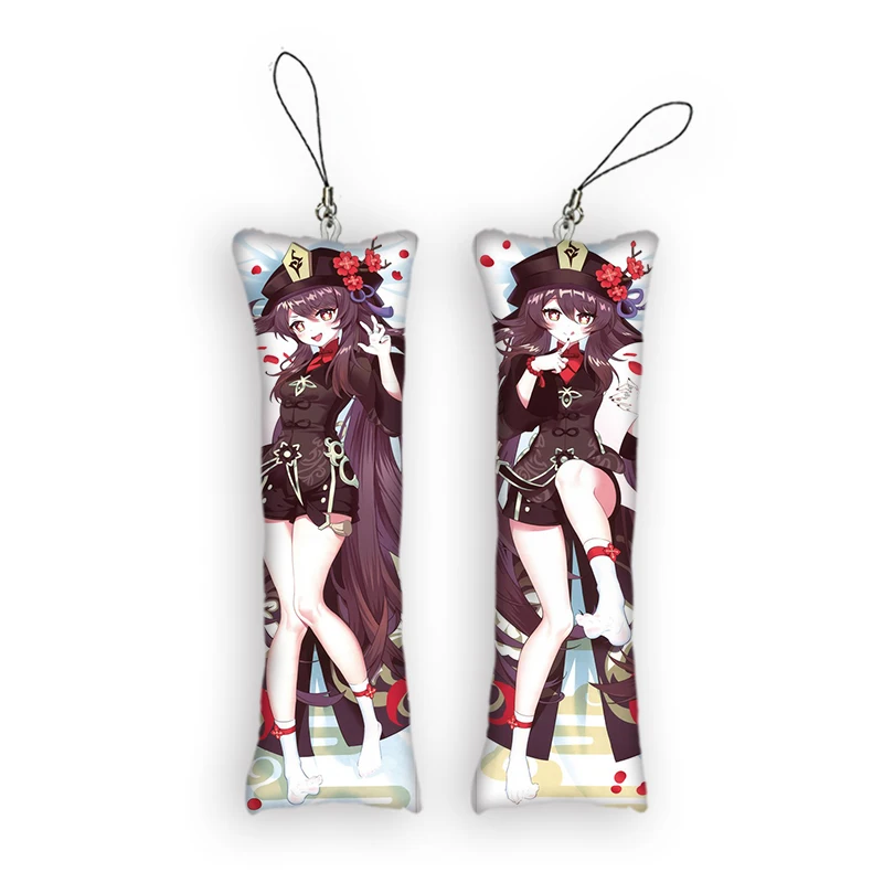 

Genshin Impact Dakimakura keychain Hutao Cosplay Mini Pillow Hanging Ornament Double-side Pendants Custom Key Chain Phone Strap